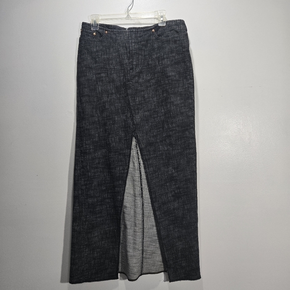 Parasuco Black Wash Denim Maxi Skirt Size 14